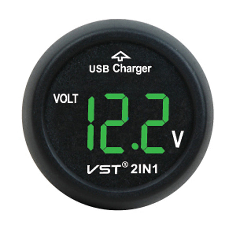 USB punjač za auto s digitalnim zaslonom – Voltmetar i termometar