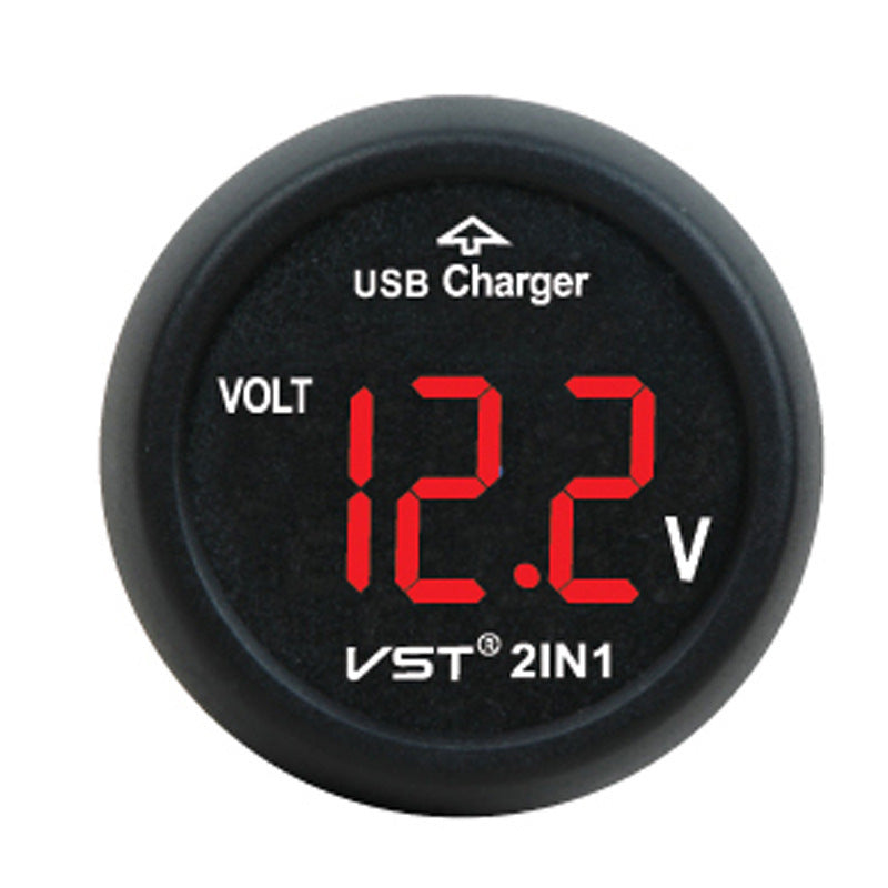 USB punjač za auto s digitalnim zaslonom – Voltmetar i termometar