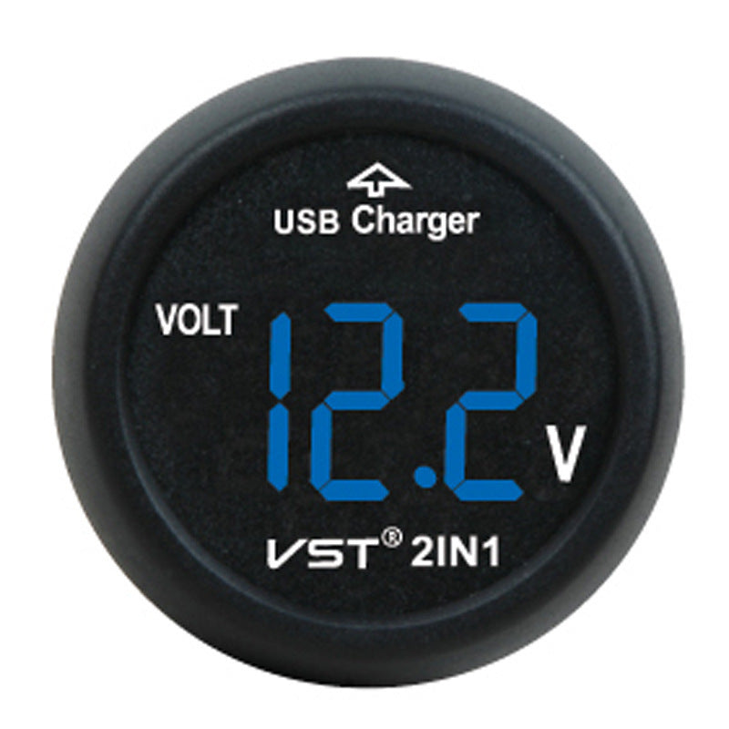 USB punjač za auto s digitalnim zaslonom – Voltmetar i termometar