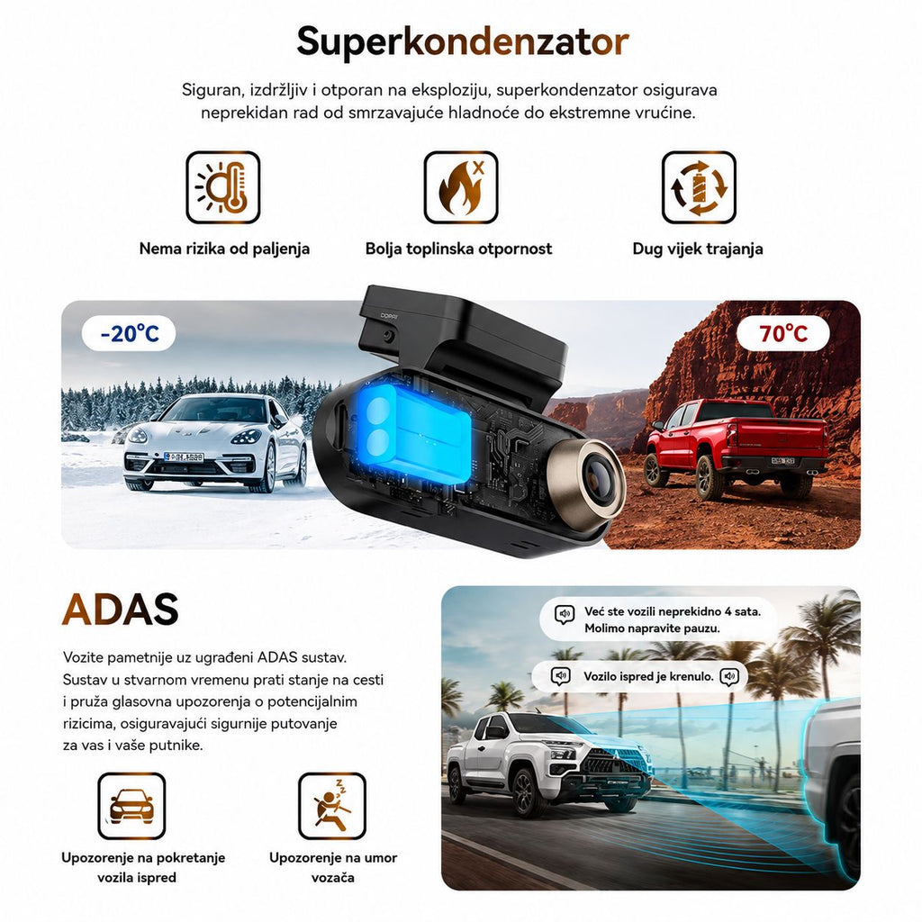 DDPAI N5 Dual Pro auto kamera s dvije kamere prednja i stražnja kamera za automobil superkondenzator adas