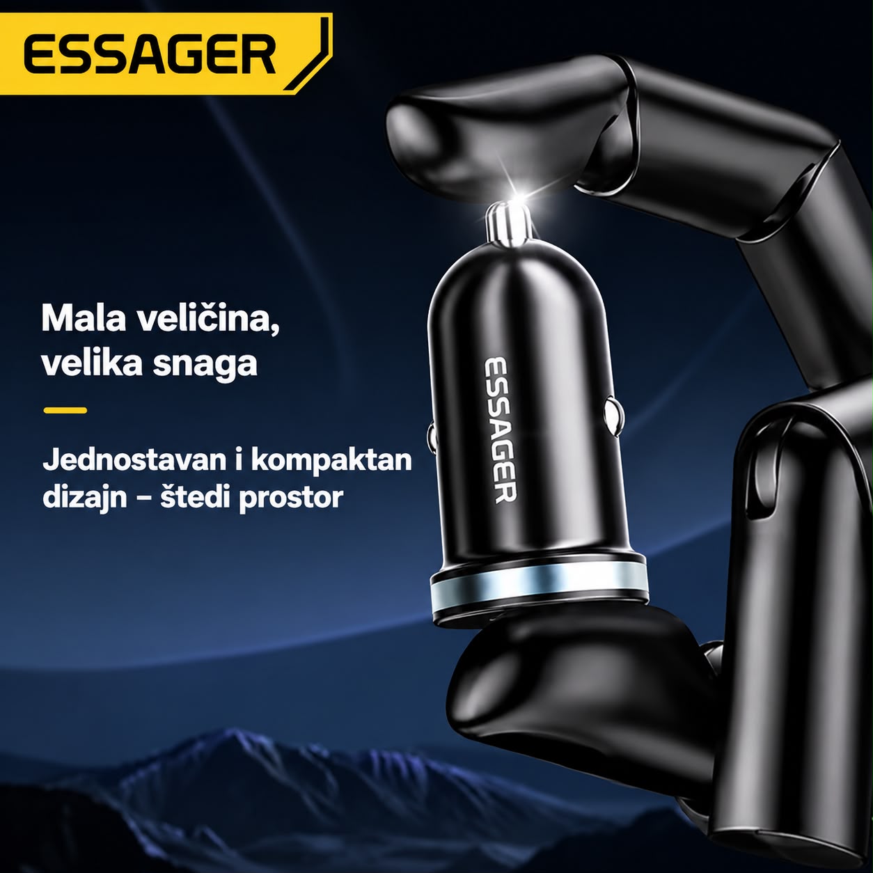 Kompaktni ESSAGER auto punjač za upaljač automobila