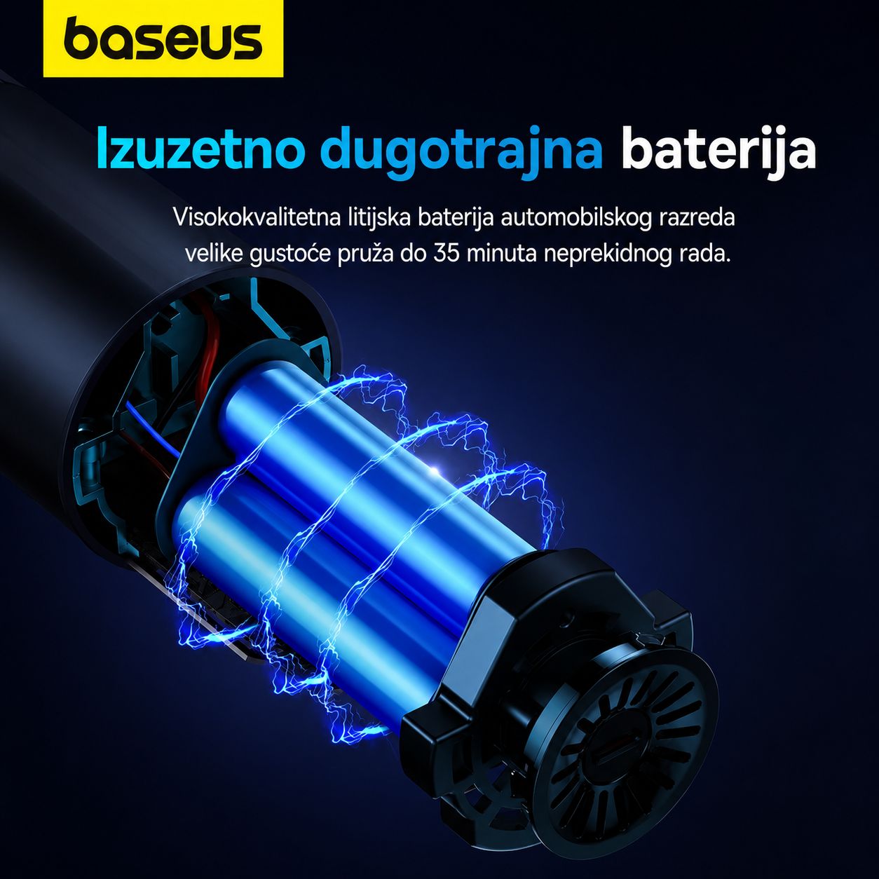 Baseus A5 bezicni rucni usisavac za automobil snage 16000Pa dugotrajna bterija