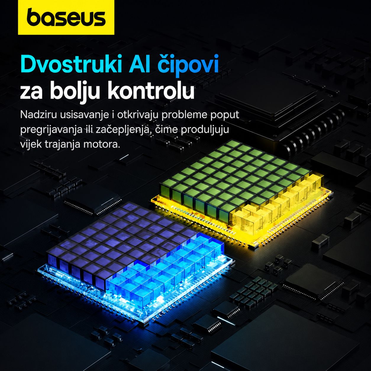 Baseus A5 bezicni rucni usisavac za automobil snage 16000Pa AI cipovi za bolju kontrolu