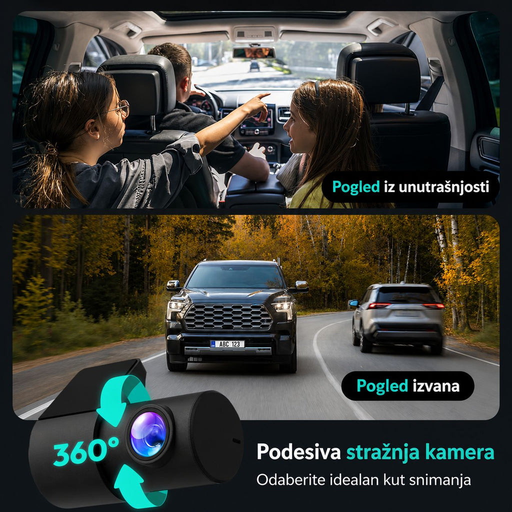 Botslab G980H PRO 4K GPS dash kamera s prednjom i straznjom kamerom za auto podesiva straznja kamera 360 idealan kut